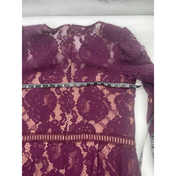 TADASHI SHOJI Burgundy Sheath Lace Dress Ruffle Plus Sz 3XL Party Wedding Bridal - Picture 7 of 8